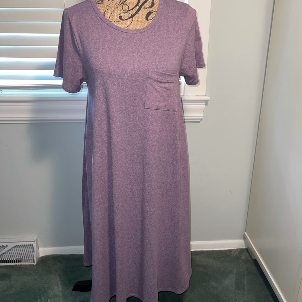 BRAND NEW LuLaRoe heathered purple Carly dress with pocket